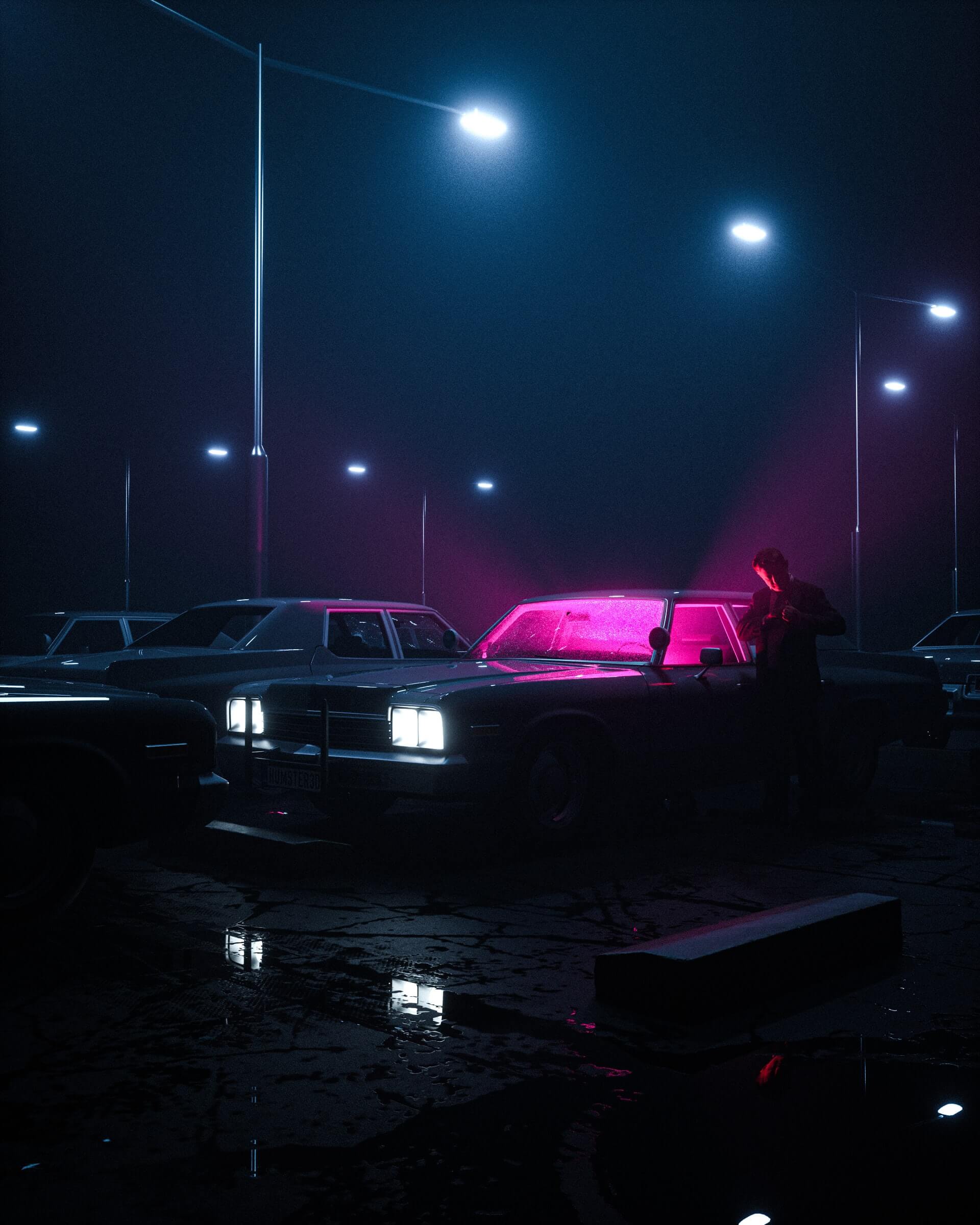 neon car